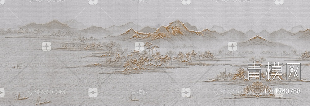 新中式山水壁画贴图ID_357372906贴图下载【ID:1943788】