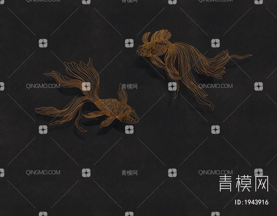 中式壁纸 金鱼贴图下载【ID:1943916】