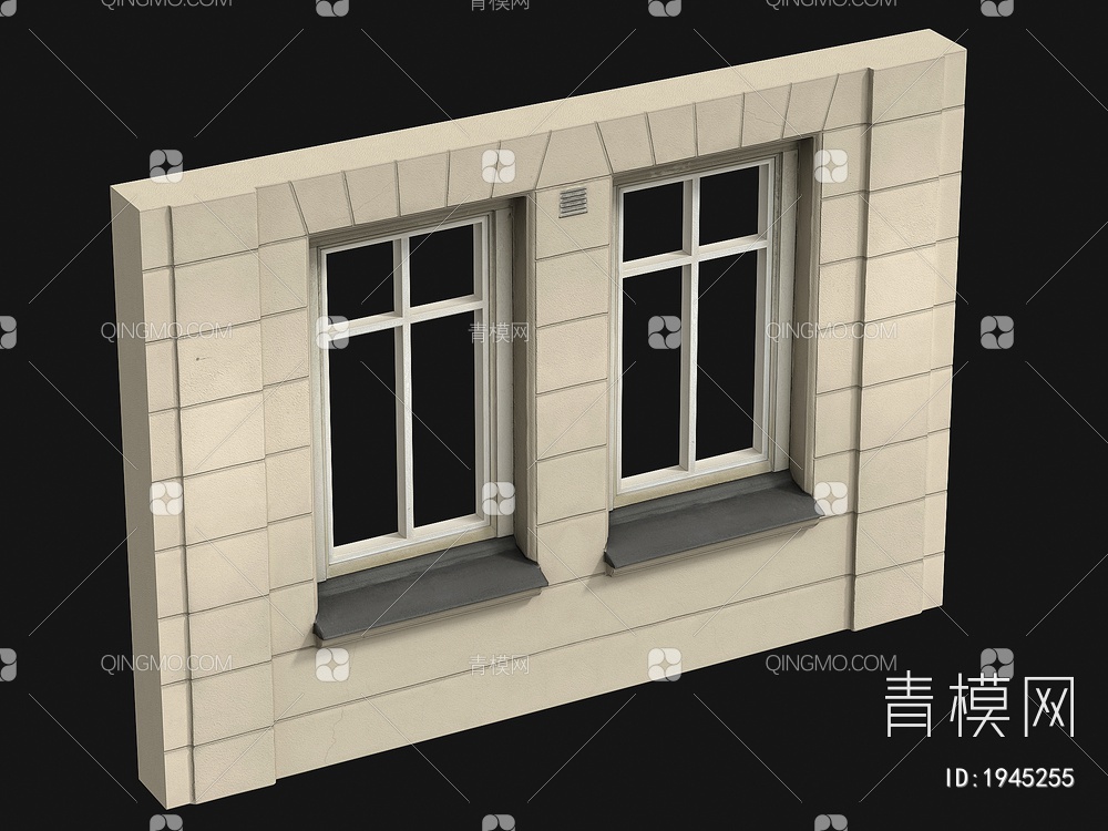砖墙 围墙 建筑构件 窗户SU模型下载【ID:1945255】