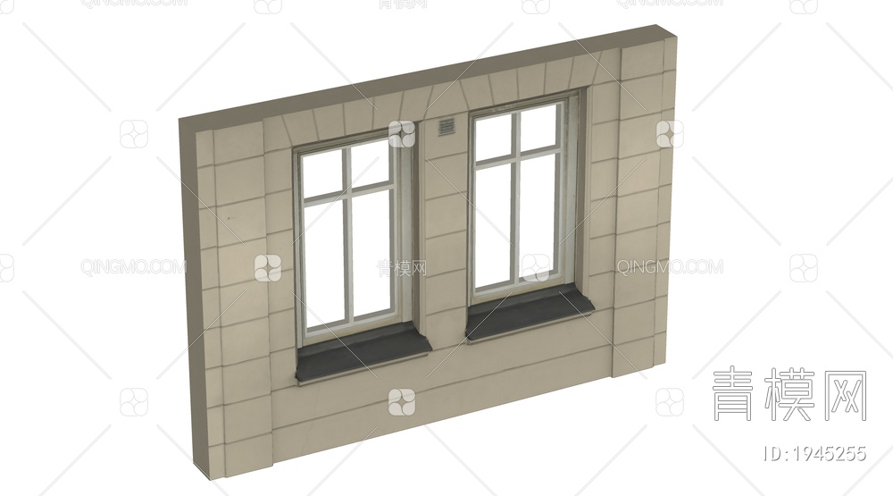 砖墙 围墙 建筑构件 窗户SU模型下载【ID:1945255】