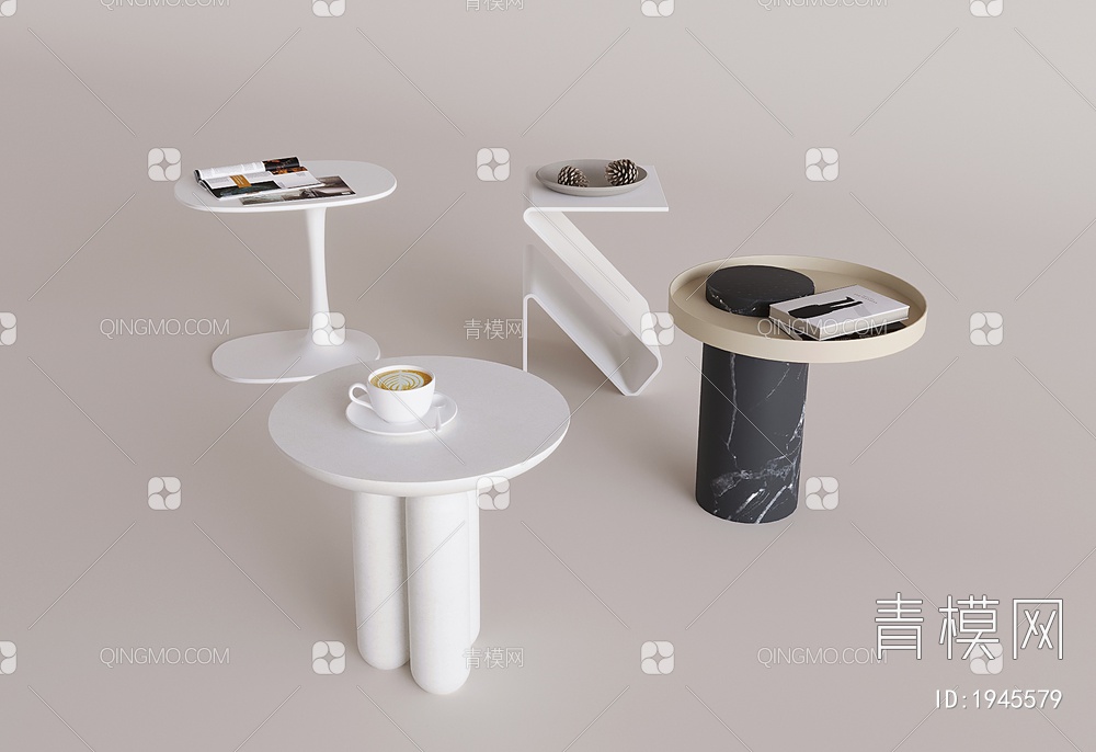 茶几组合，咖啡杯3D模型下载【ID:1945579】