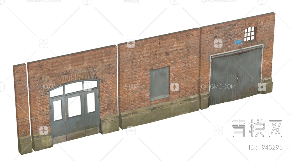 砖墙 围墙 建筑构件 窗户SU模型下载【ID:1945296】