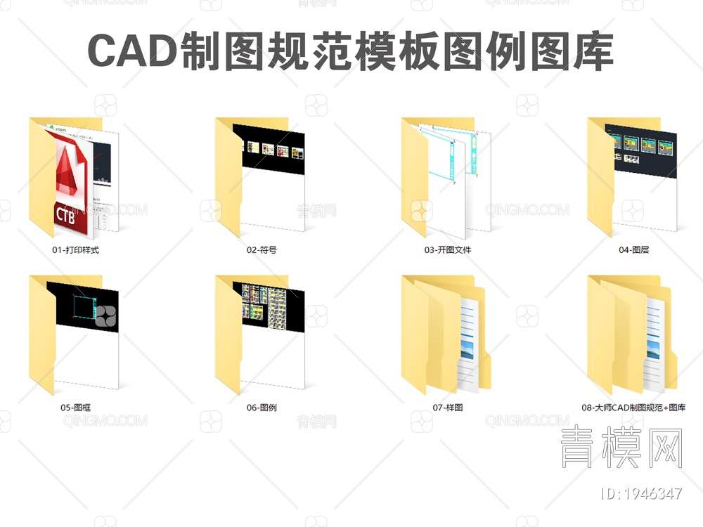 2023最新CAD制图规范模板图例图库【ID:1946347】