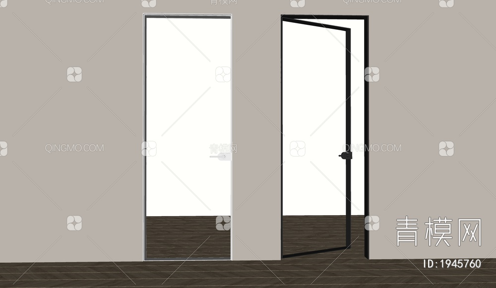 玻璃门，厨房卫生间门SU模型下载【ID:1945760】