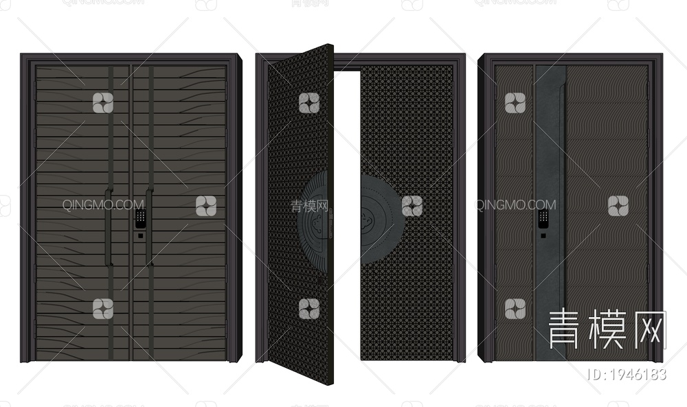 防盗铜门SU模型下载【ID:1946183】
