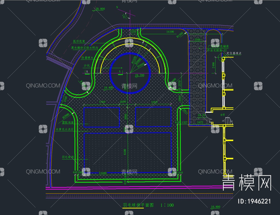 24套羽毛球场 运动场 体育馆CAD施工图【ID:1946221】