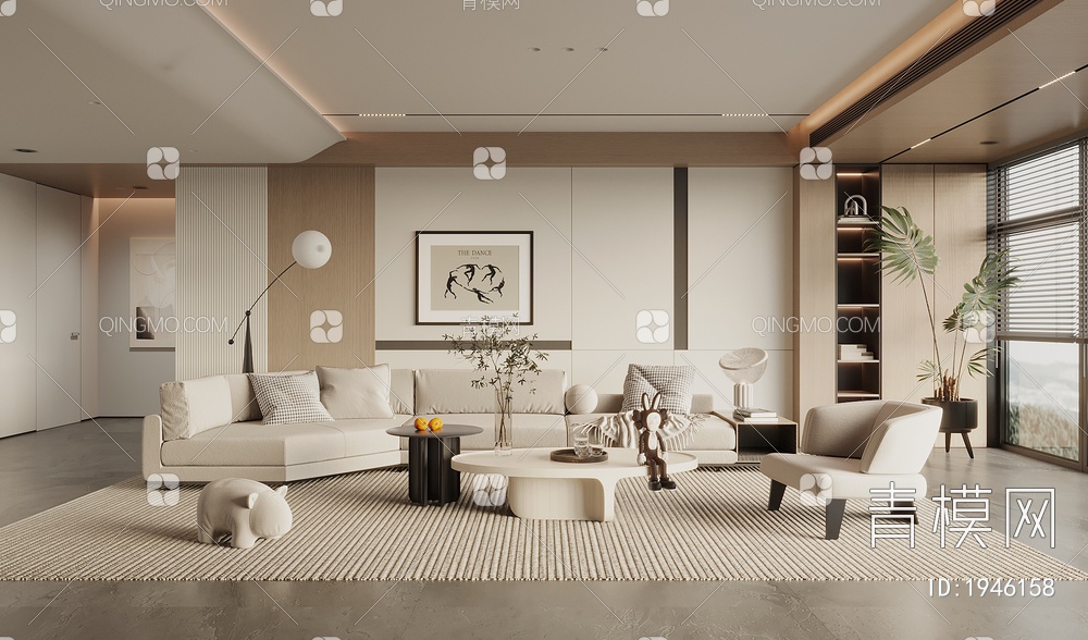 客厅 沙发茶几组合 休闲椅3D模型下载【ID:1946158】