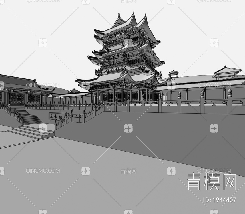 古建筑官邸佛塔3D模型下载【ID:1944407】