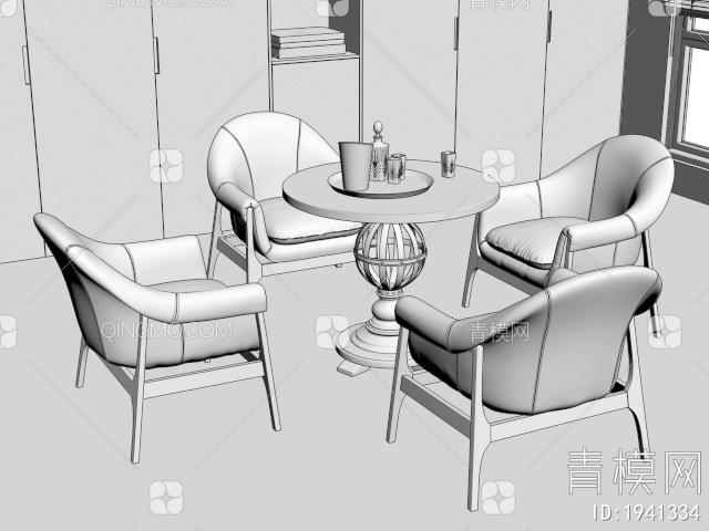 洽谈桌椅组合3D模型下载【ID:1941334】