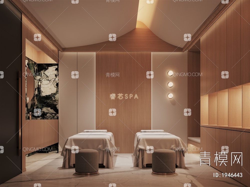 实木，原木，SPA,按摩床，包厢3D模型下载【ID:1946443】