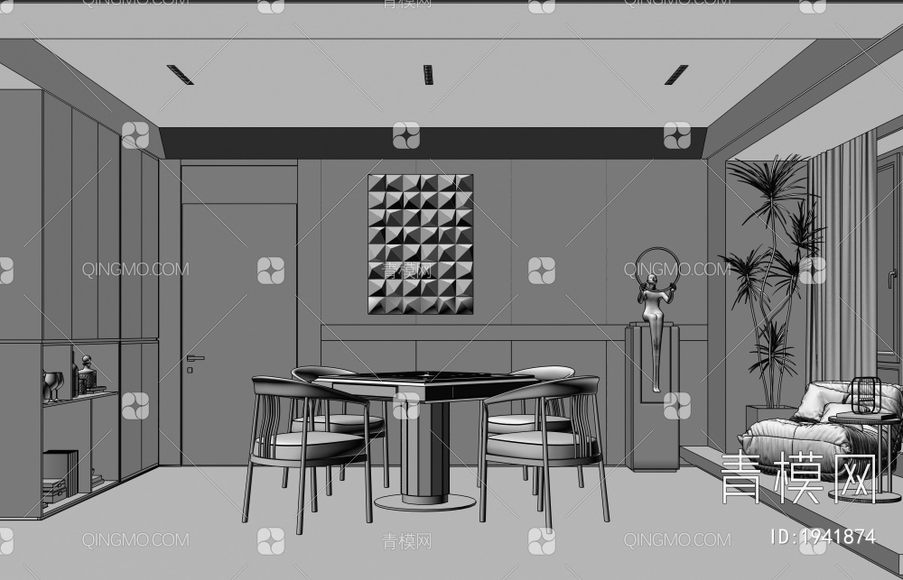 棋牌室3D模型下载【ID:1941874】