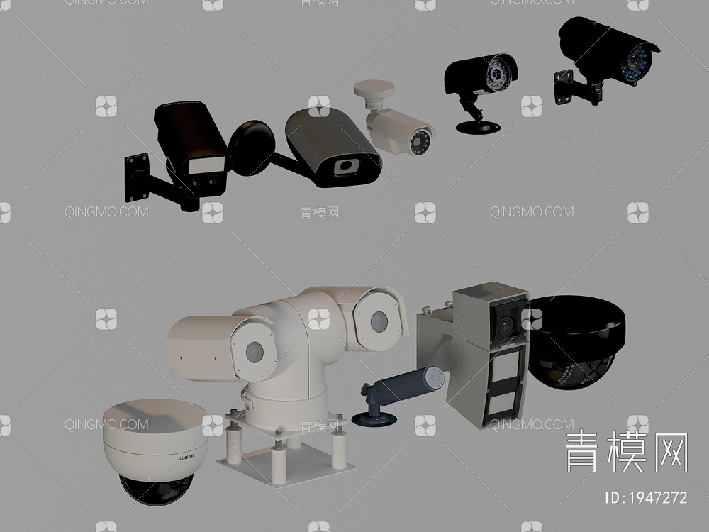 监控设备，摄像头，智能摄像头，探头3D模型下载【ID:1947272】