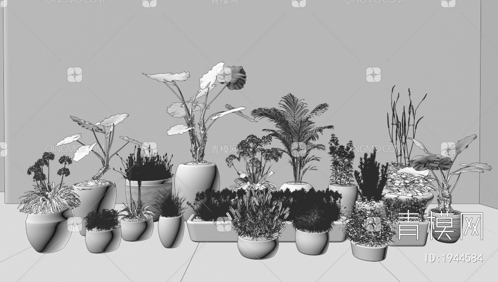 绿植 盆栽 花盆3D模型下载【ID:1944584】