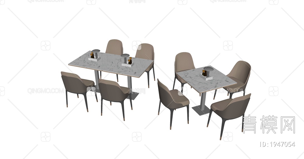 餐厅餐桌椅组合SU模型下载【ID:1947054】