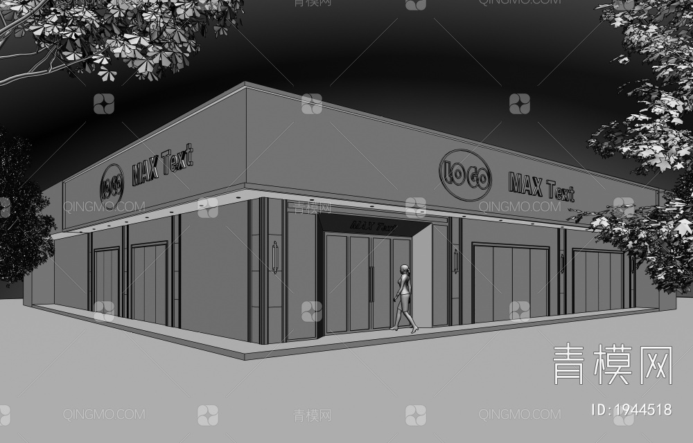 【商业街店铺门头3D模型】-现代VR有灯光有贴图MAX2016商业街店铺门头3d模型下载-ID1944518-免费3Dmax模型库 - 青模3d模型网