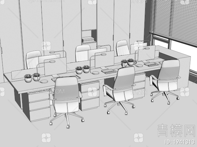 办公桌椅组合3D模型下载【ID:1941313】