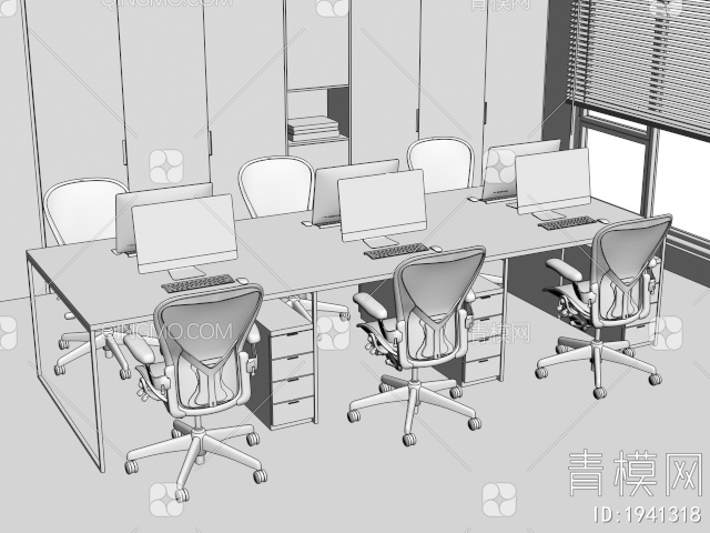 办公桌椅组合3D模型下载【ID:1941318】