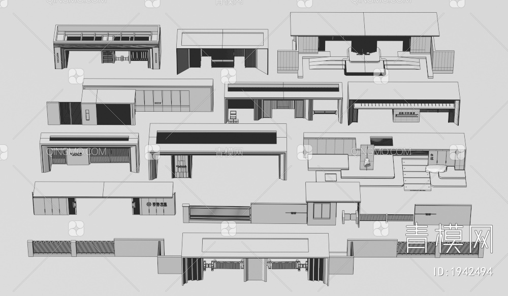 入口大门合集3D模型下载【ID:1942494】