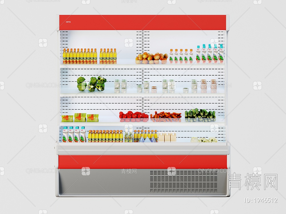 超市冰柜货架，展示架，冰柜架，商业超市小卖部蔬菜水果展示架，冰箱冷藏柜3D模型下载【ID:1946512】