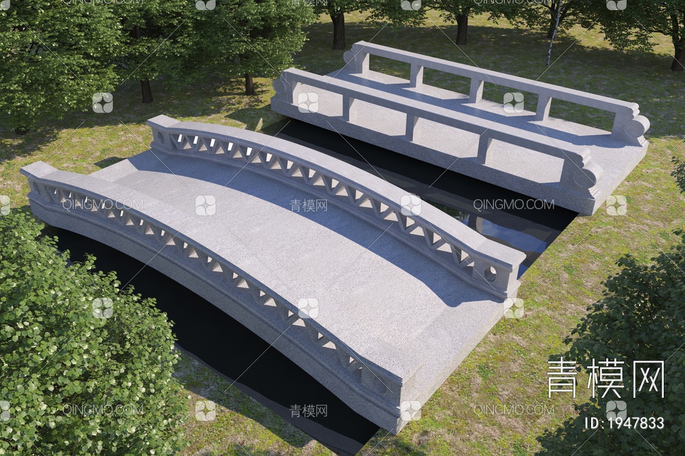 景观石板桥3D模型下载【ID:1947833】