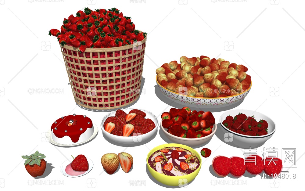 草莓 水果SU模型下载【ID:1948018】