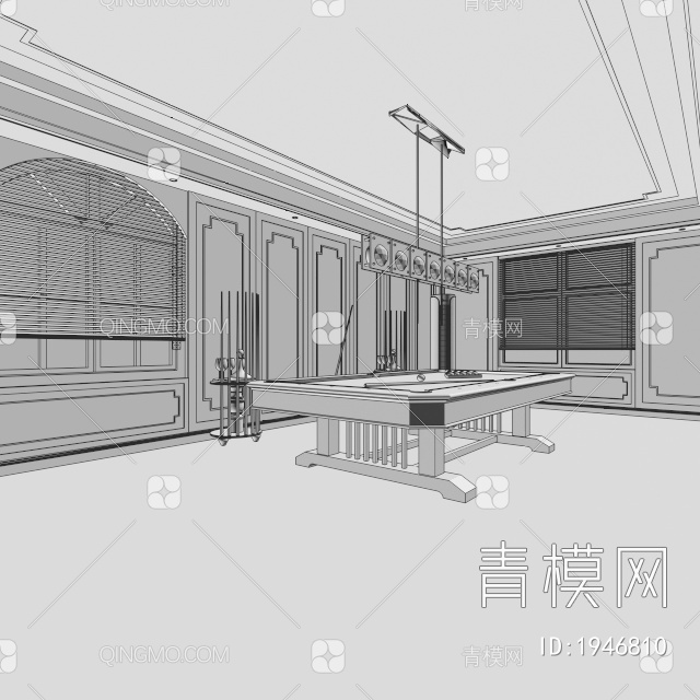 台球室，休闲区，桌球3D模型下载【ID:1946810】
