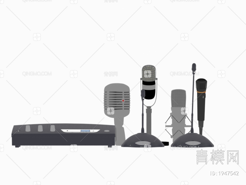 音响设备，麦克风，桌面话筒，扩音器，调音台3D模型下载【ID:1947542】