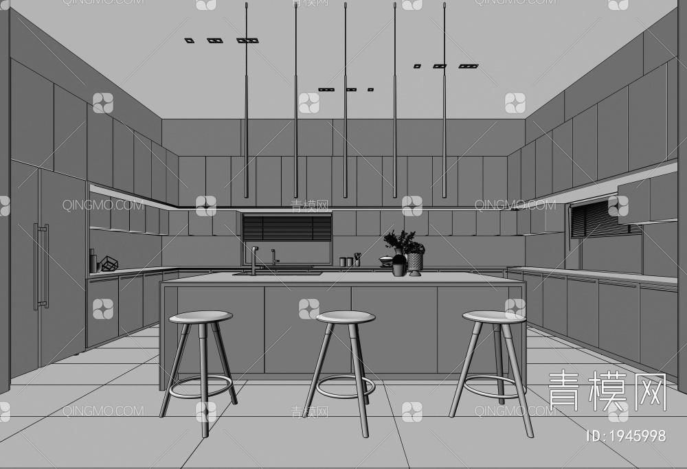 家装 家装厨房间设计3D模型下载【ID:1945998】