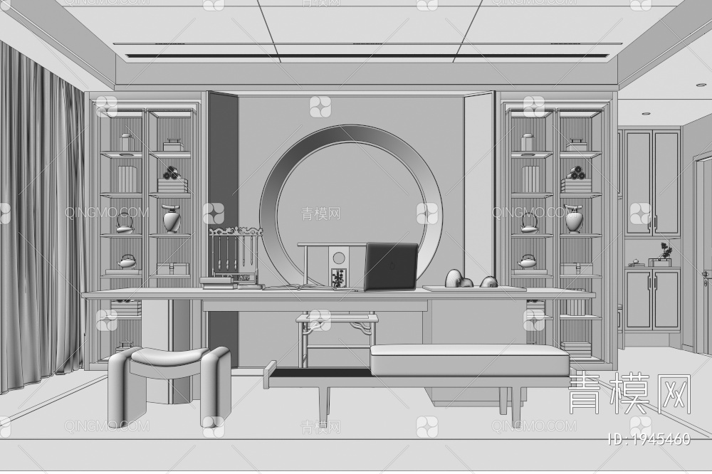 书房3D模型下载【ID:1945460】