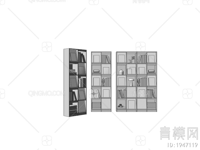 书柜 组合书柜 书架 书籍摆件3D模型下载【ID:1947119】