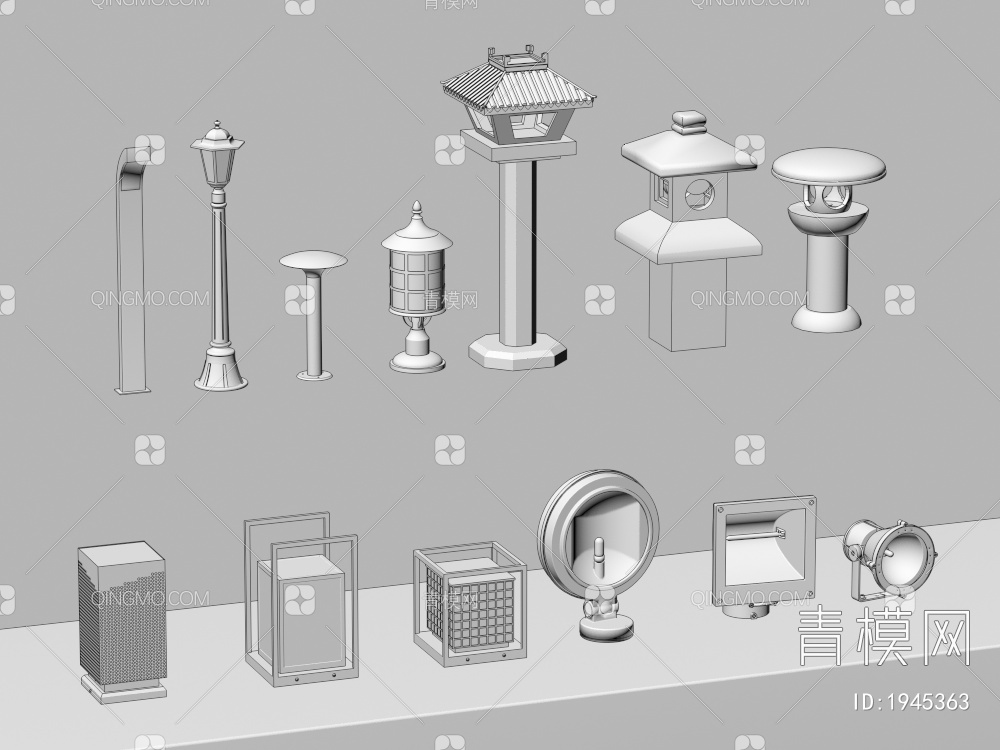 户外灯 路灯 高杆灯 景观灯 庭院灯 照明灯 太阳能灯3D模型下载【ID:1945363】