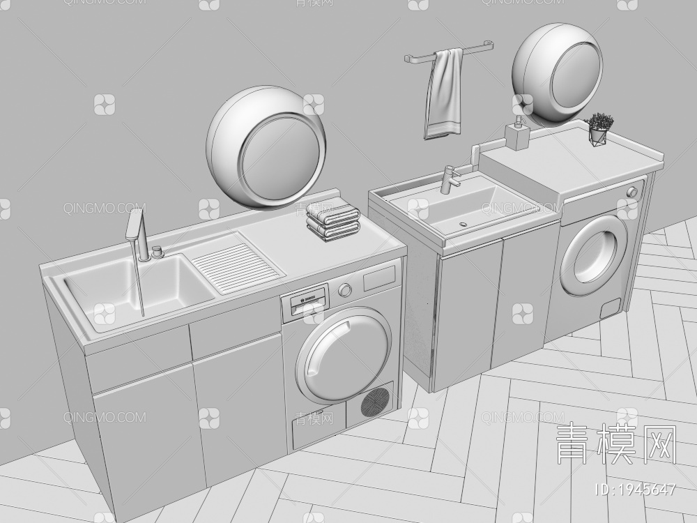 洗衣机柜3D模型下载【ID:1945647】