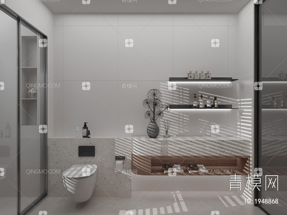 卫生间，洗衣机，卫浴柜3D模型下载【ID:1948868】
