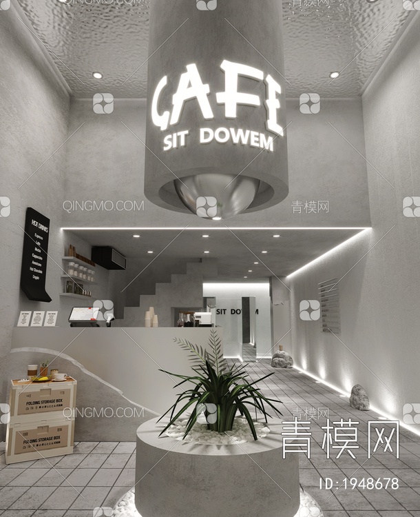 咖啡店门头SU模型下载【ID:1948678】