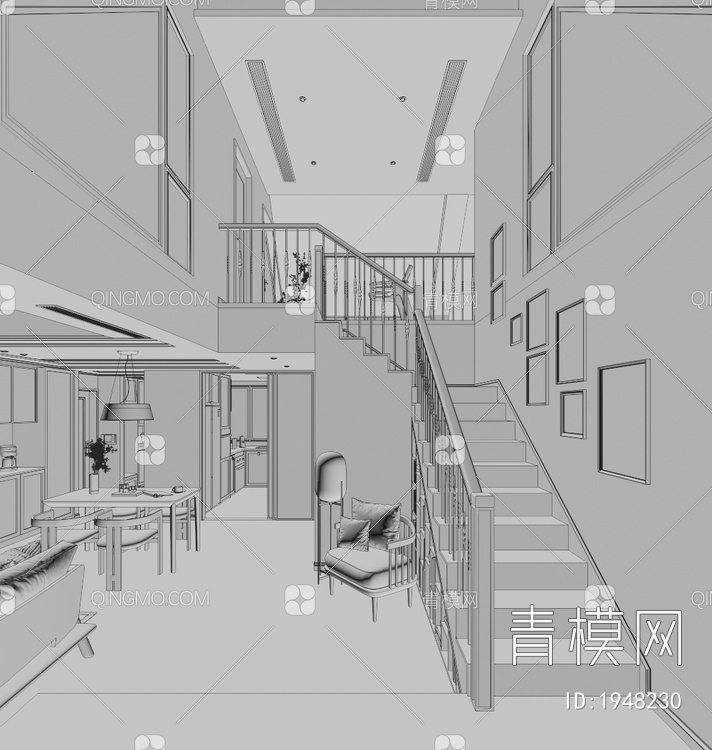 楼梯间3D模型下载【ID:1948230】