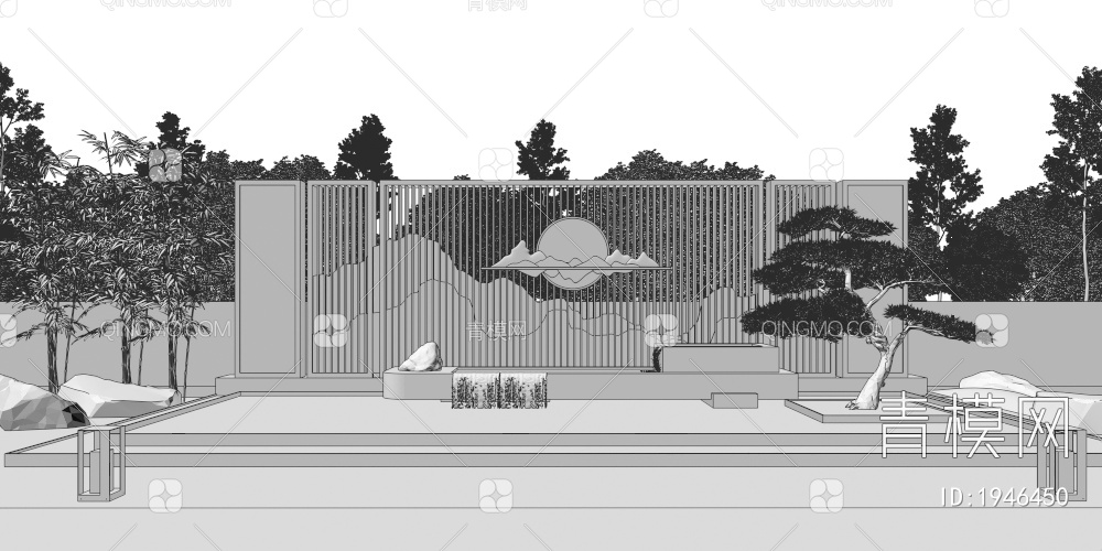 庭院景墙3D模型下载【ID:1946450】