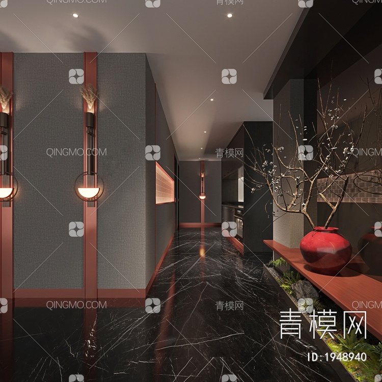 餐厅过道3D模型下载【ID:1948940】