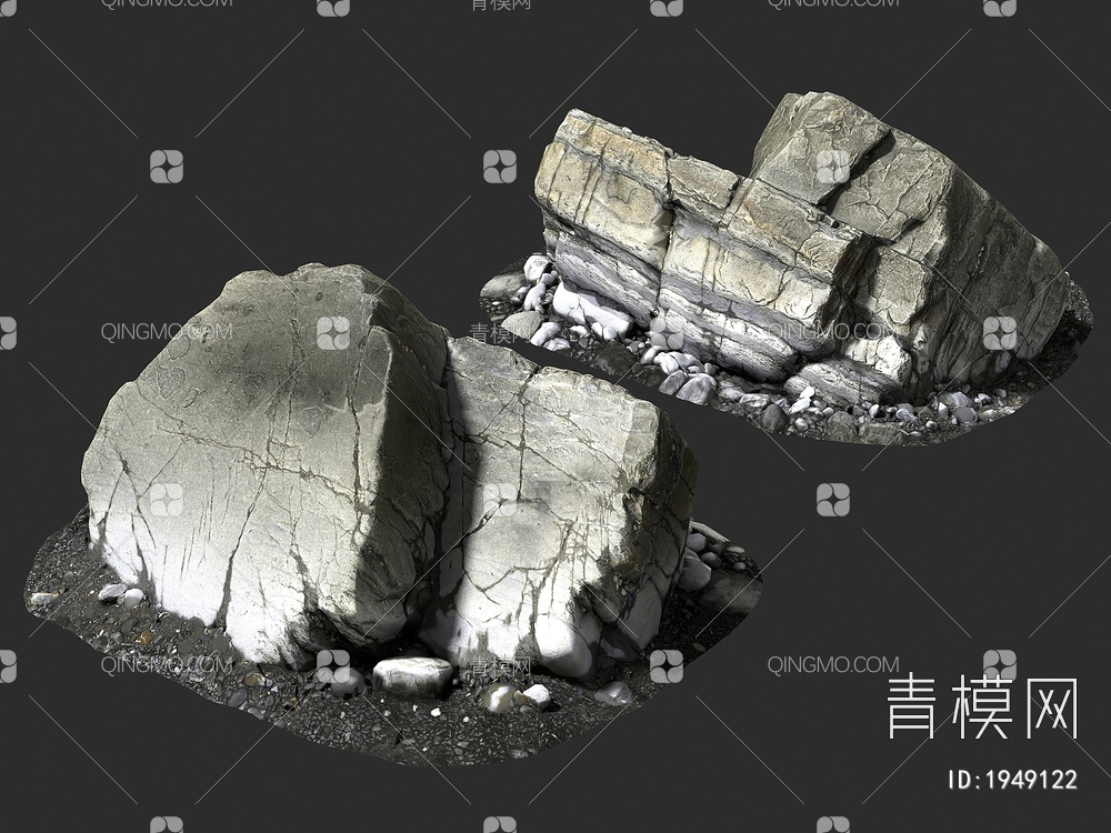 石头 岩石 鹅卵石 石块SU模型下载【ID:1949122】