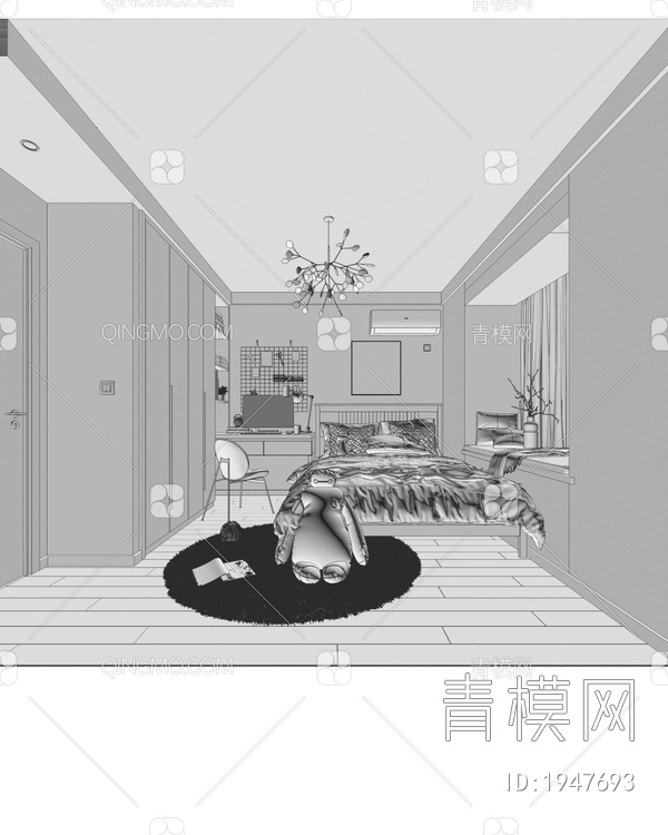 女孩房 卧室3D模型下载【ID:1947693】