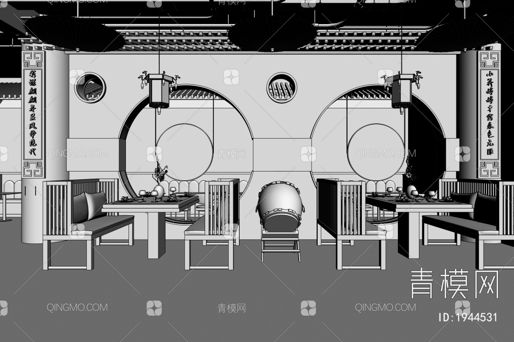皮影 中餐厅3D模型下载【ID:1944531】