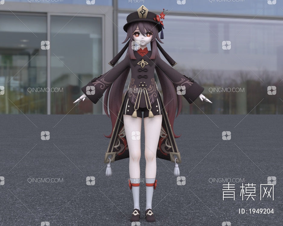 原神二次元少女胡桃3D模型下载【ID:1949204】