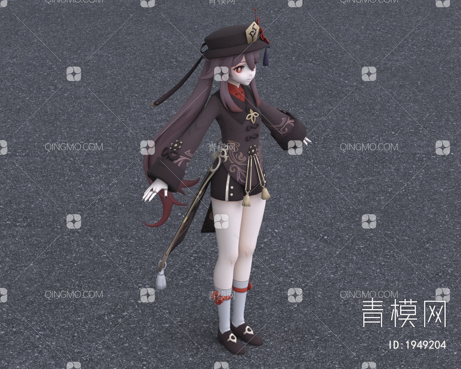 原神二次元少女胡桃3D模型下载【ID:1949204】