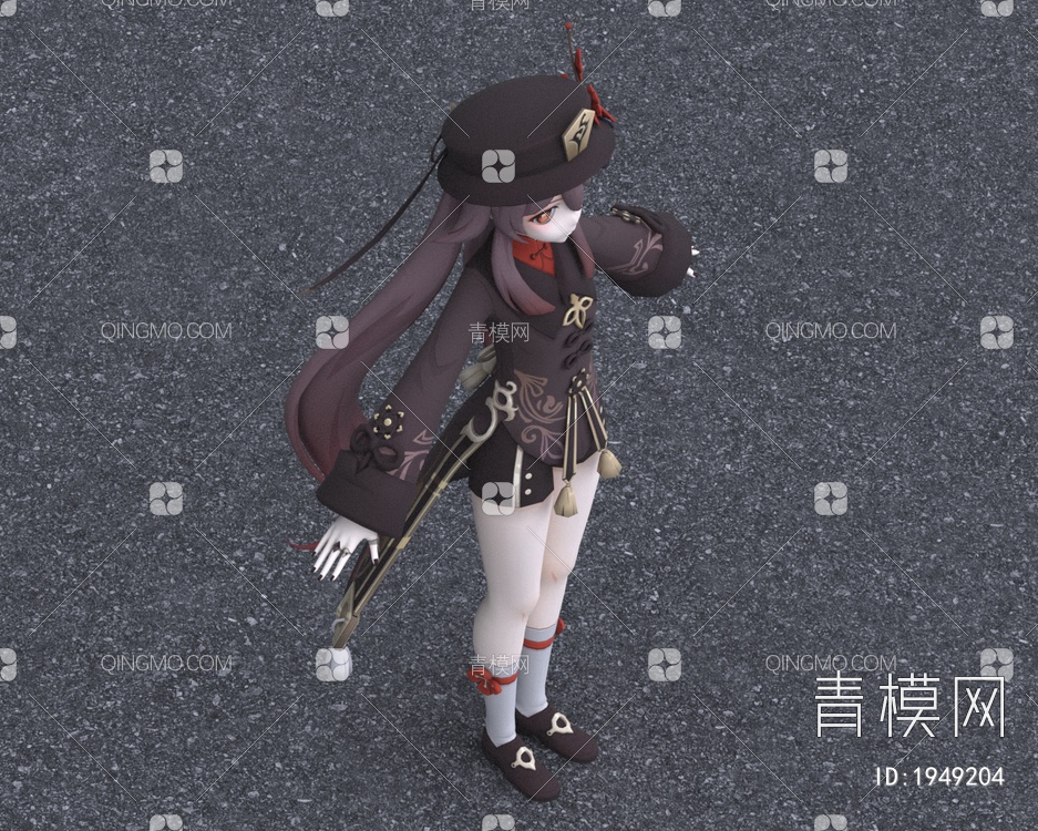 原神二次元少女胡桃3D模型下载【ID:1949204】