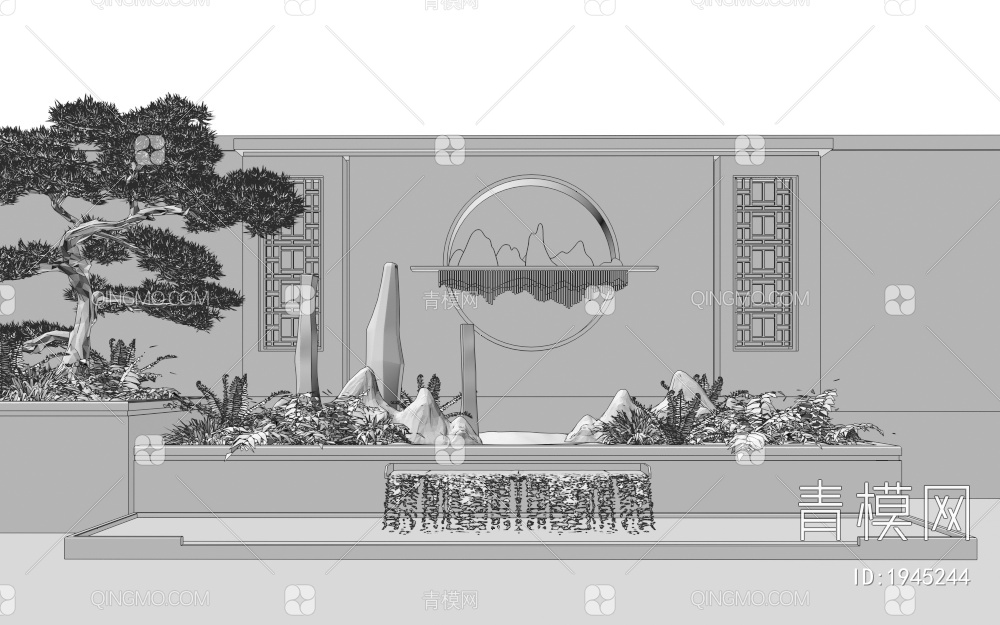 庭院景墙3D模型下载【ID:1945244】