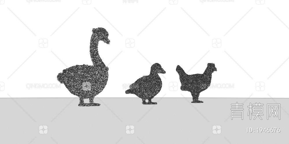 鸡、鸭、鹅、家禽 草雕3D模型下载【ID:1946676】