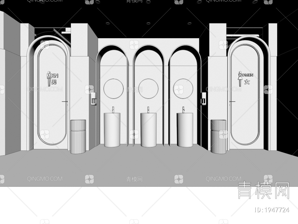 公共卫生间3D模型下载【ID:1947724】