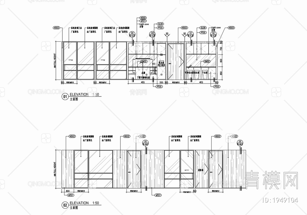 三层办公室施工图  办公楼 开敞办公 办公空间【ID:1949104】