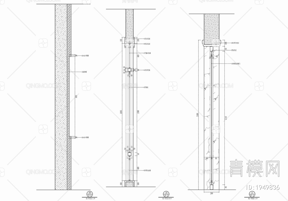 280㎡办公室施工图 办公空间 会议室 开敞办公【ID:1949836】