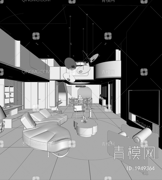复式客餐厅3D模型下载【ID:1949364】