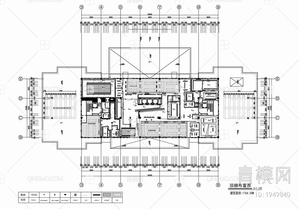 1800㎡办公室施工图 办公空间 会议室 开敞办公【ID:1949840】